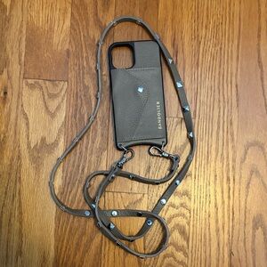 Bandolier Olive Crossbody Phone Case with Studded Strap